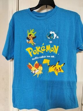Pokemon Light Blue Logo Tee with Black Print